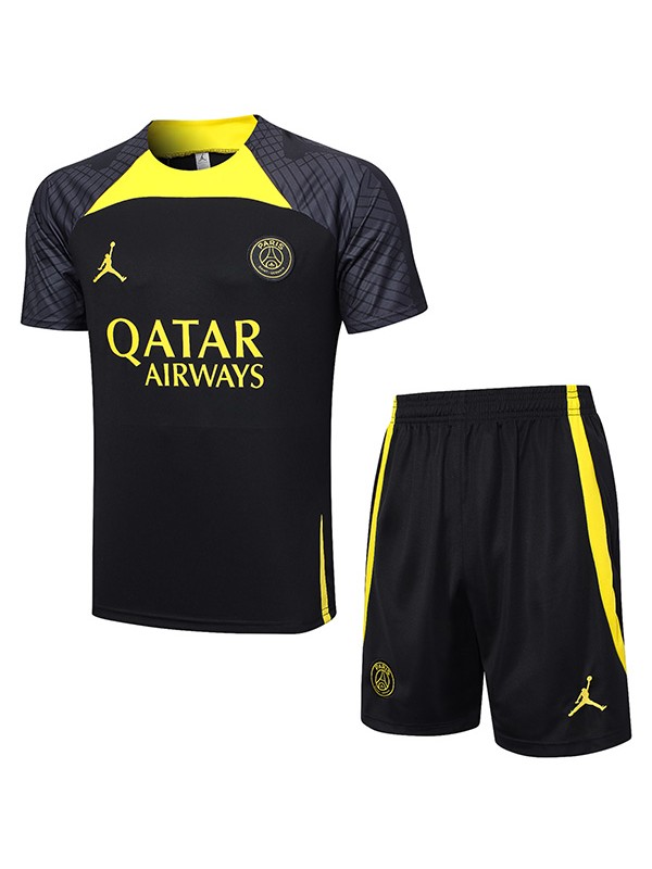 Jordan paris saint germain training jersey men's psg uniform soccer sportswear black football tops sports shirt 2023-2024